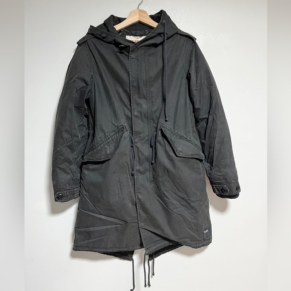 TNA Military Issue Parka Jacket - Black - Size Small - Wool Lined Winter Coat - Picture 1 of 13